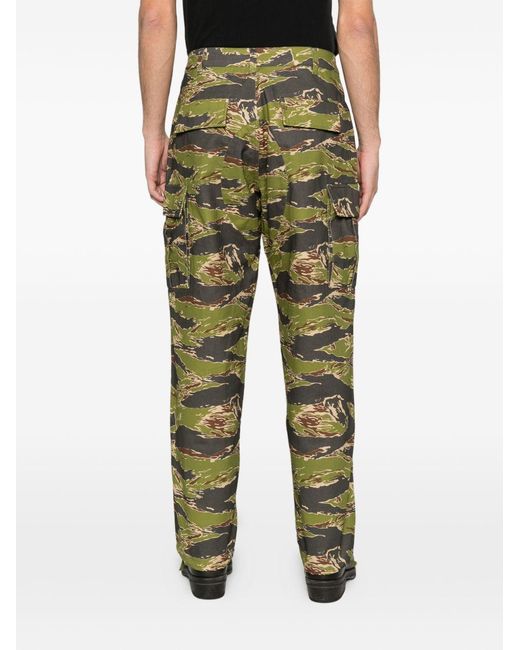 ICECREAM Green Cotton Cargo Trousers for men