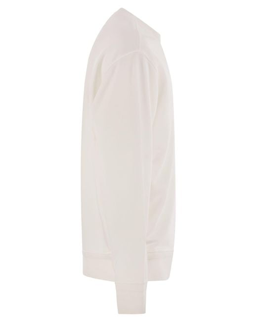 C P Company White Resist Dyed Cotton Sweatshirt With Lens Pocket for men