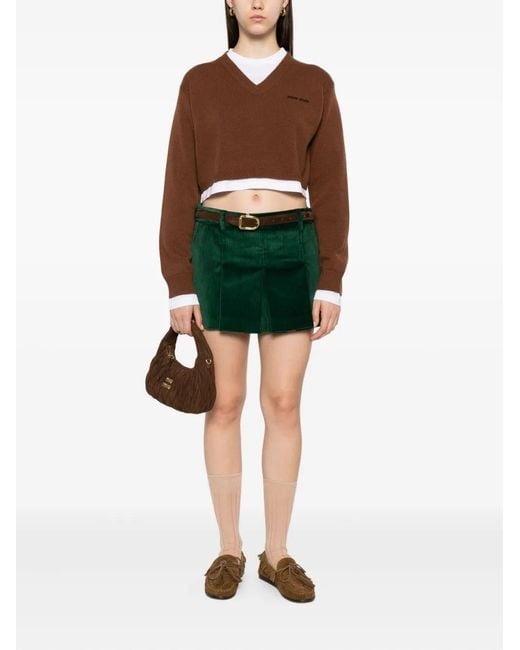 Miu Miu Green Gonne Velluto Coste