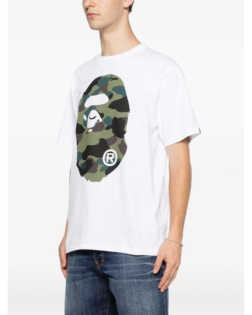 A Bathing Ape White 1 St Camo Big Ape Head Tee M