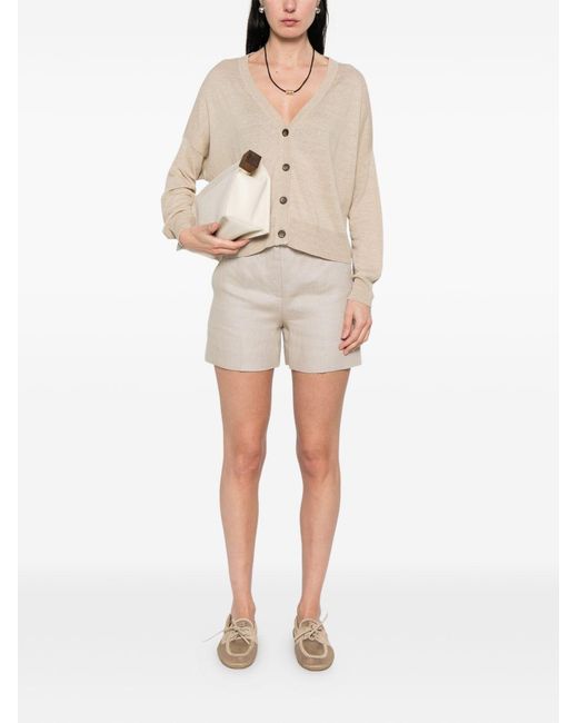 Base London Natural Linen And Cotton Blend Cardigan