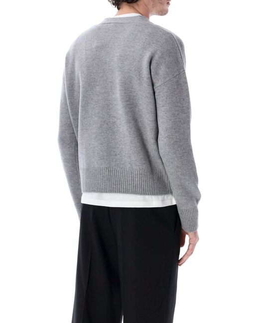 AMI Gray Adc Knit Cardigan for men