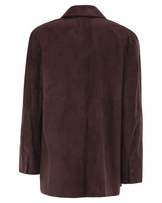 Max Mara Brown Smmgocce Suede Shirt With Silk Lining