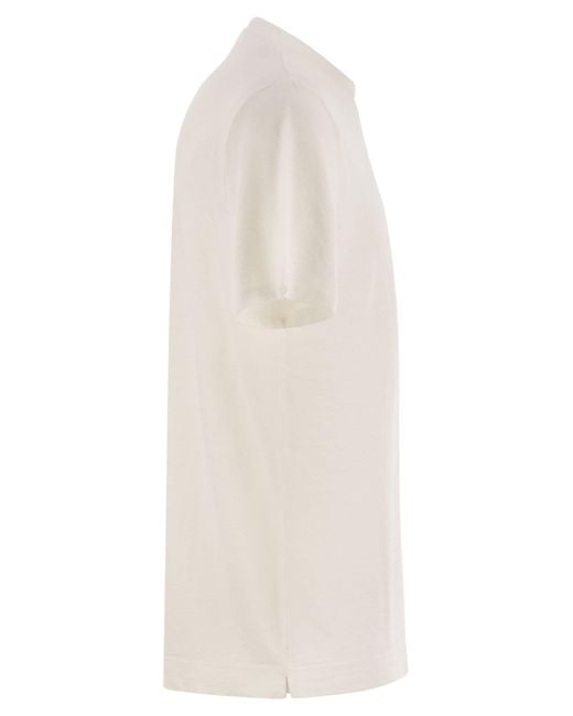 Fedeli Stretch Leinen kurzärmeliges T -Shirt in White für Herren