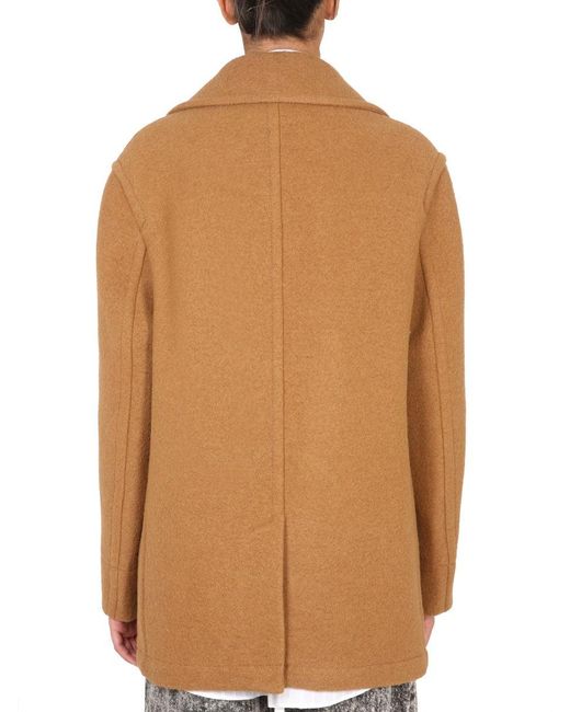 Marni Natural Double-Breasted Coat With Mirror Lapels