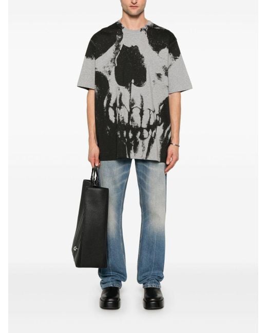 Alexander McQueen Skull Print Cotton T -shirt in het Black voor heren