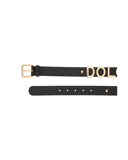 Dolce & Gabbana Schriftzug Logo Ledergürtel in het Black