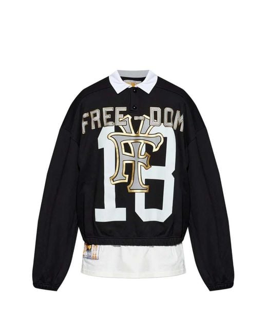 PDF Black Cotton Graphic Sweatshirt for men