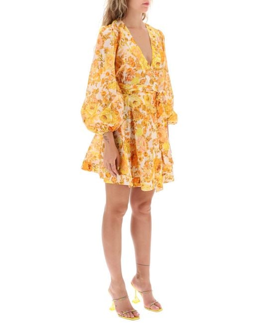'Raie Wrap' Mini -Kleid Zimmermann en coloris Yellow