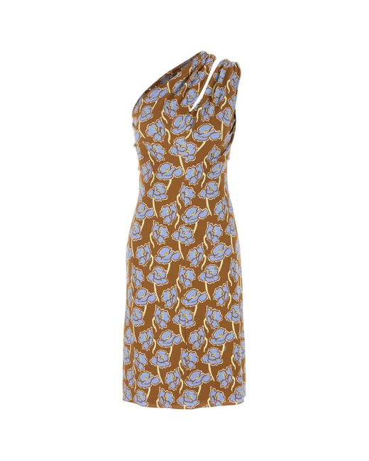 Versace Brown Sleeveless Floral Print Mini Dress