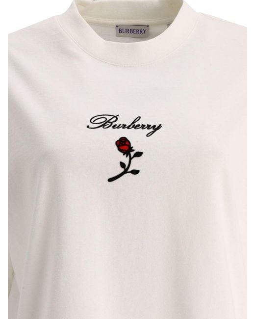 Burberry White Rose Cotton T -Shirt