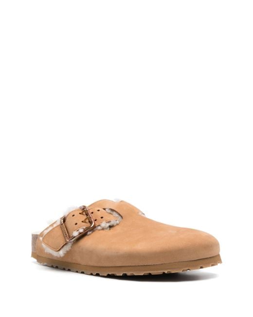 Birkenstock Brown Boston Bold Shearling Cognac, Natural Leather Shoes for men