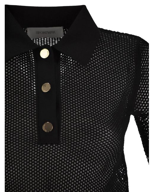 Sportmax Casta Mesh Gebreide Poloshirt in het Black