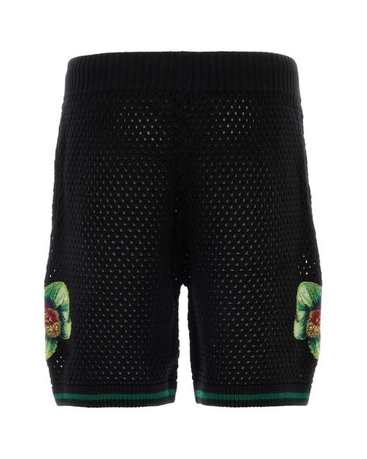 Casablanca Black Crochet Bermuda Shorts for men