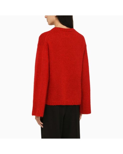 Von Malene Birger Red Wool Crew Neck -Pullover By Malene Birger