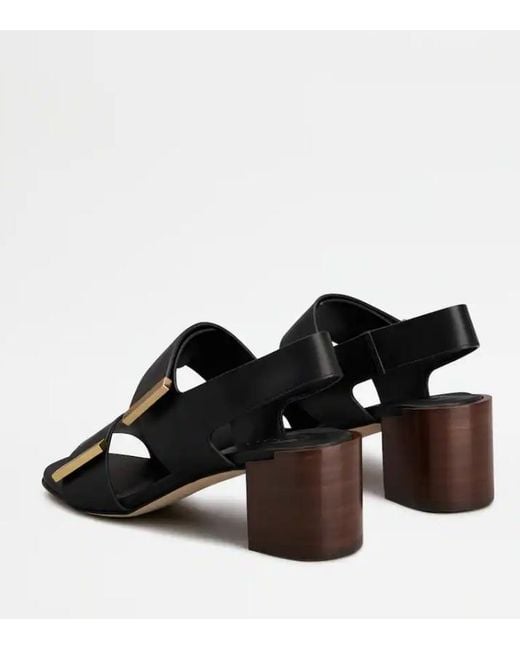 Tod's Black Leather Sandals
