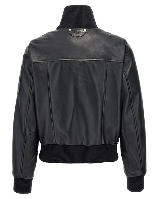 Chloé Black Chloã Leather Bomber Jacket