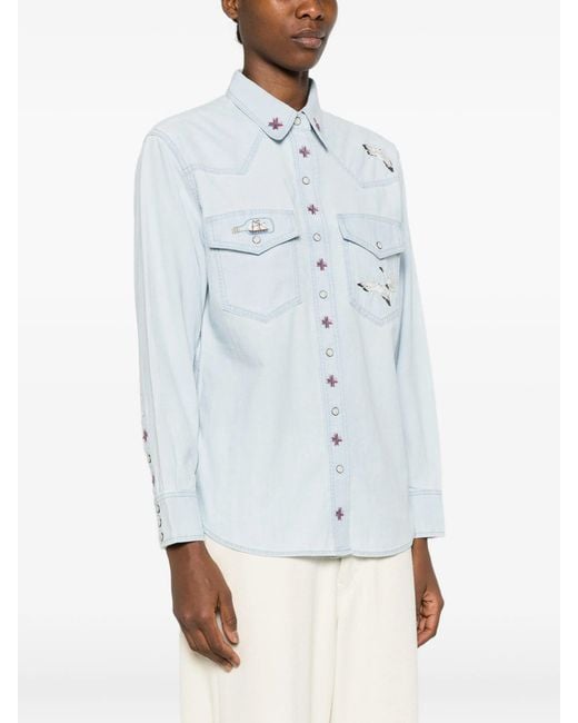 Filson White W's Embroidered Western Shirt