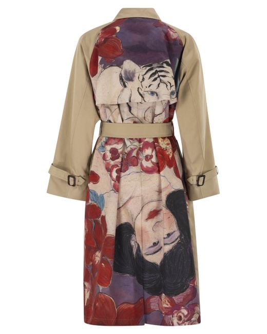 Weekend by Maxmara Natural Wksninfa Water Repellent Gabardine Trench Coat With Print
