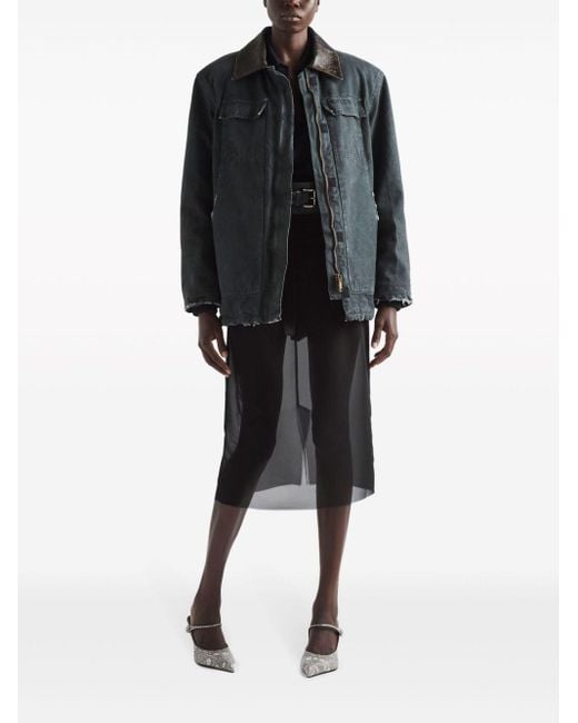 Prada Black Georgette Midi Skirt
