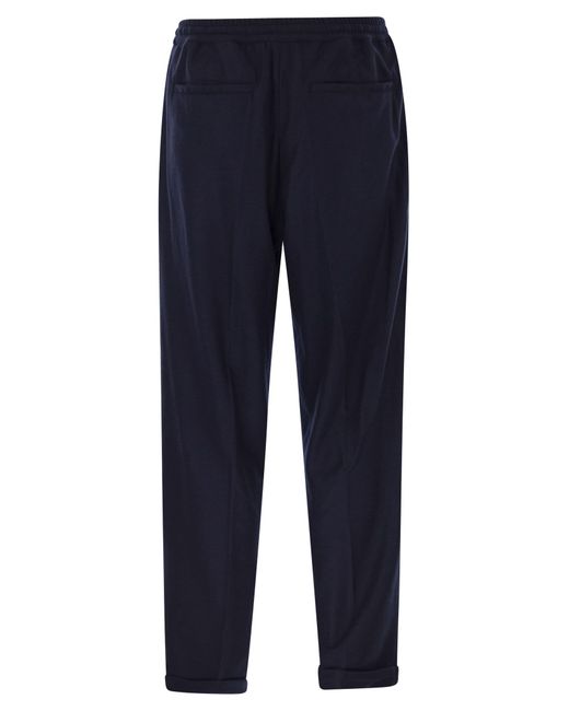 Fedeli Blue Harvard Soft Cashmere Flannel Trousers for men