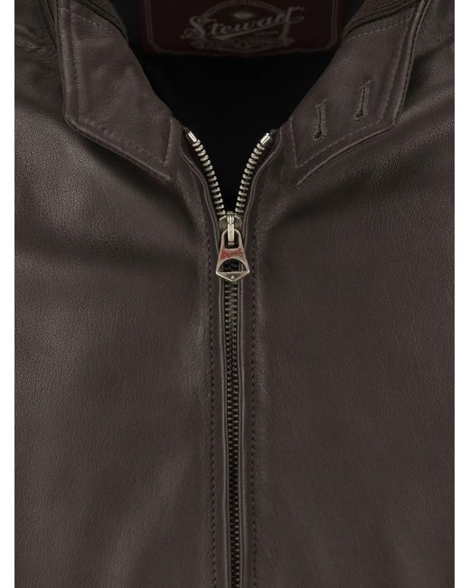 Stewart Black Tenerife Leather Jacket for men