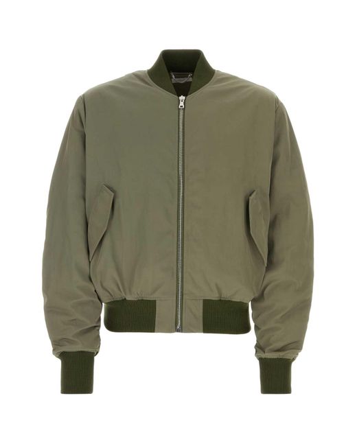 1989 STUDIO Green Army Polyester Bomber Jacket for men