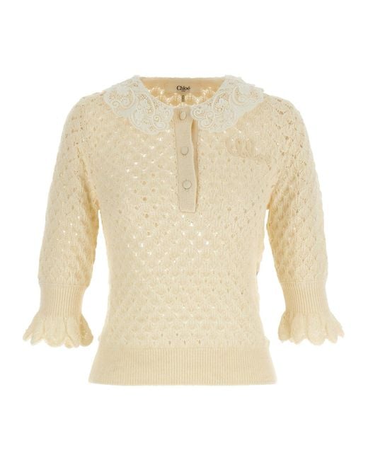 Chloé White Chloã Pointelle Knit