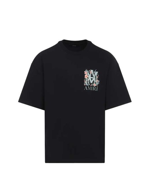 Amiri Blue Floral Logo T Shirt