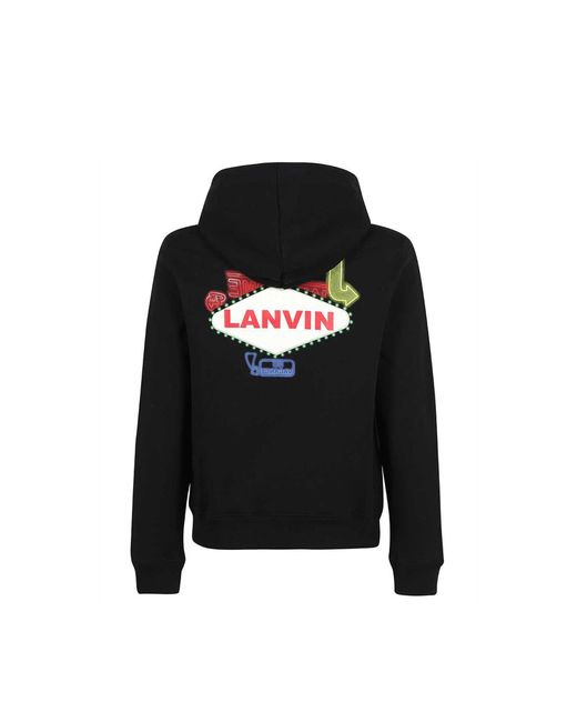Lanvin Black Printed Hooded Sweatshirt for men