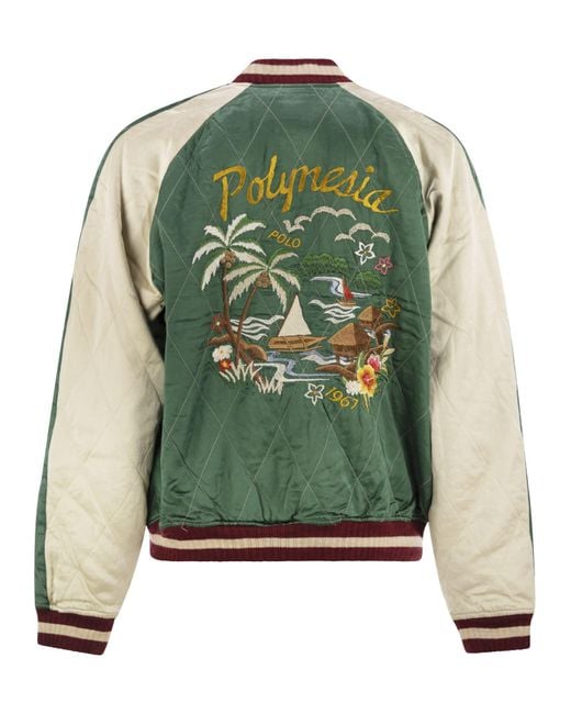 Polo Ralph Lauren Green Embroidered Satin Jacket for men