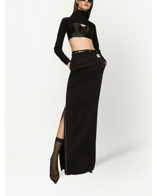 Dolce & Gabbana Black Dolce & Gabbana Cropped High-Neck Top