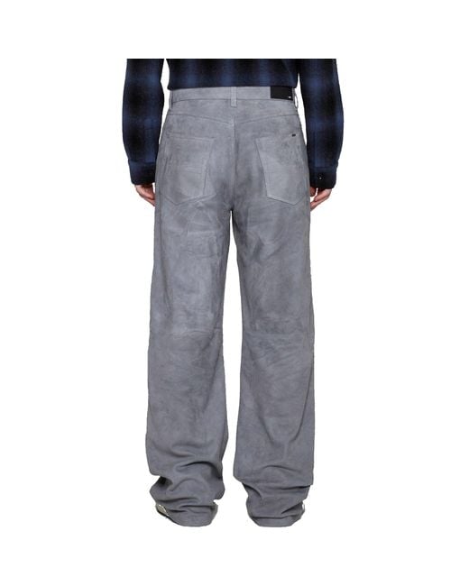 Amiri Gray Leather Pants for men