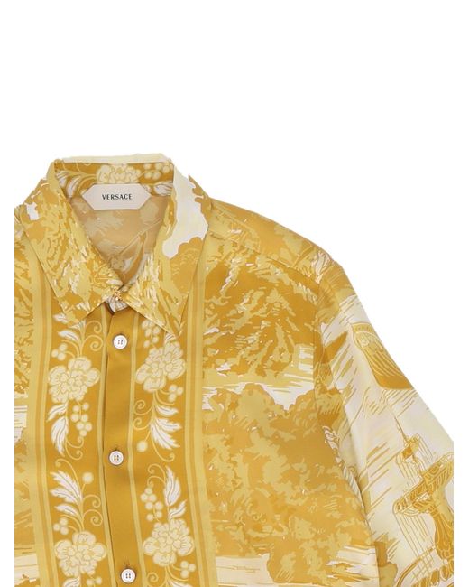 Versace Yellow Formal Shirt Twill Seta The Grotto Kids