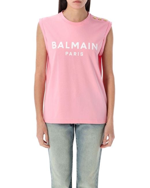 Balmain Red 3-Button Tank Top