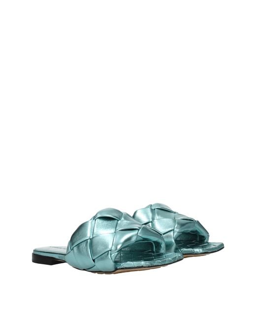 Bottega Veneta Green Clogs And Mules Sky/Ice Moon Leather