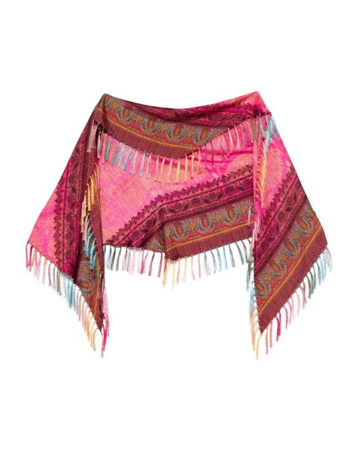 Pierre Louis Mascia Red Printed Slk Scarf