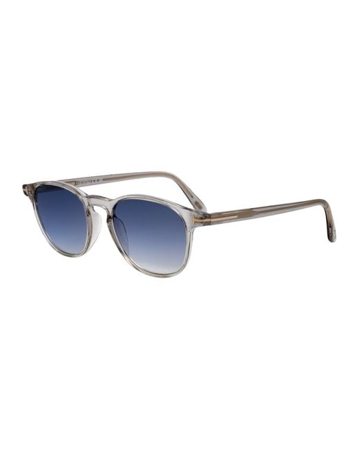 Tom Ford Blue Round Sunglasses Ft1302 20 W for men
