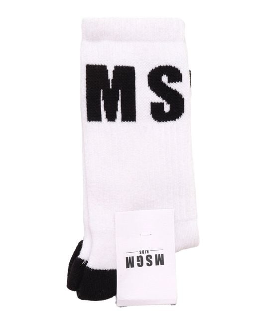 MSGM Black Socks Bianco