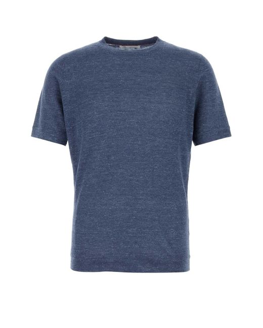 Brunello Cucinelli Blue Linen Blend Sweater