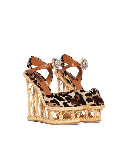 Dolce & Gabbana Metallic Wedge Sandals