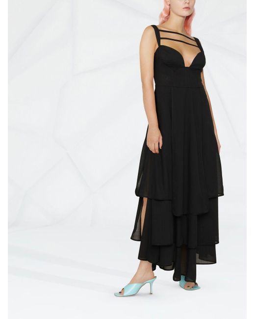 A.W.A.K.E. MODE Black Dress With Multi Panel Skirt