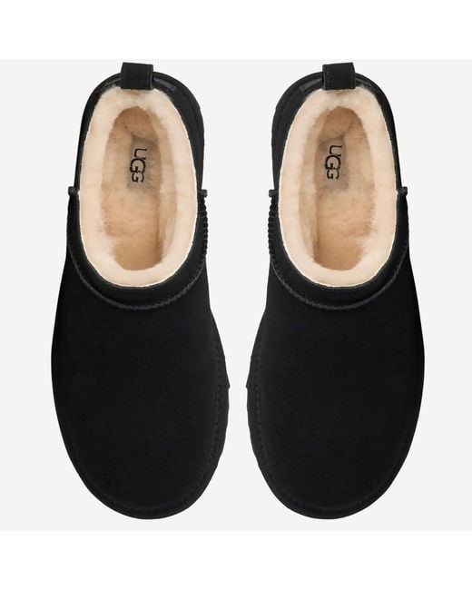 Ugg Black Flat Shoes Pelle Scamosciata
