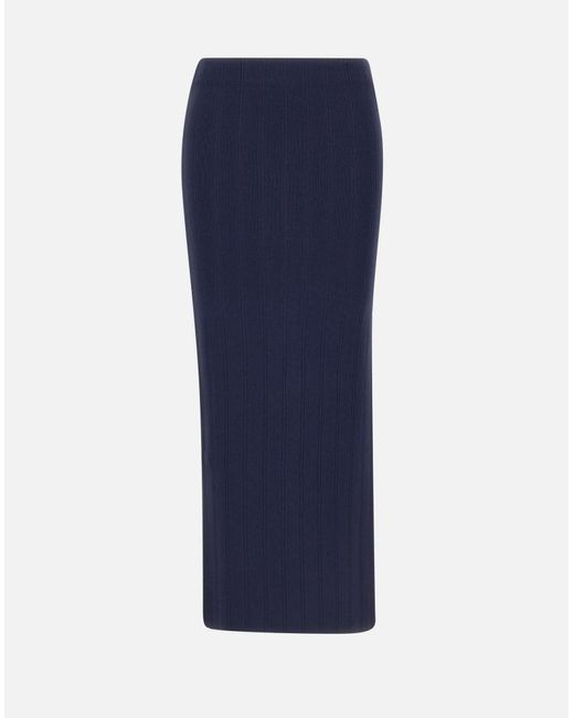 Reste jupe midi bleu marine avec fente Remain en coloris Blue