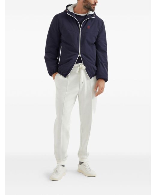 Brunello Cucinelli Fitted Coat With Zip Front in Blue für Herren