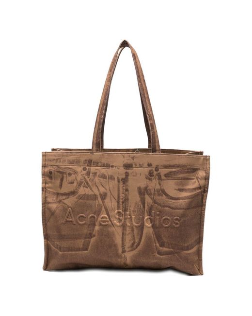 Acne Brown Logo Tote Bag