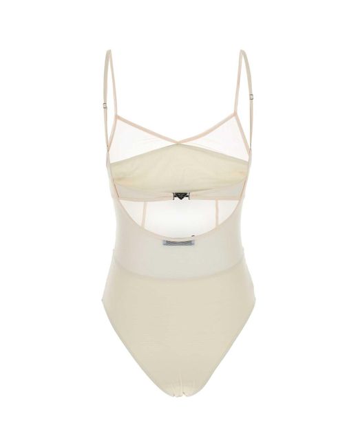 Prada White Light Tulle Swimsuit