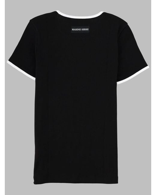 MARINE SERRE Black T-Shirt Con Logo