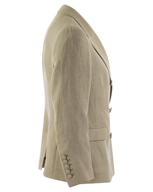 SAULINA Natural Anna Double Breasted Linen Jacket