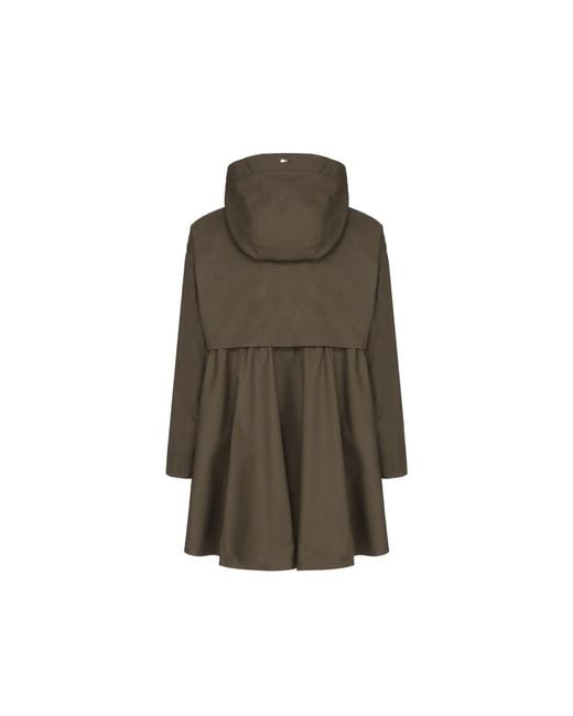 Herno Green Ruffled Flared Coat